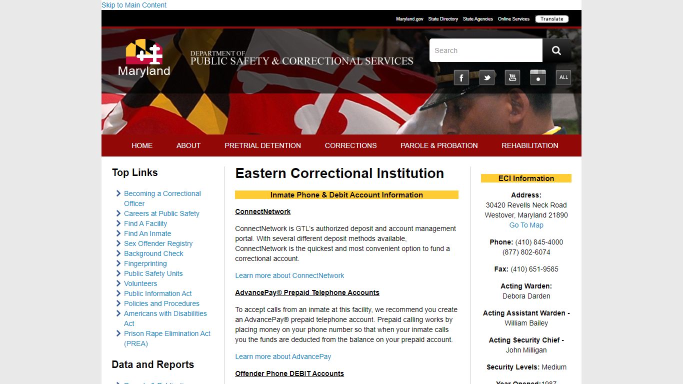 Eastern Correctional Institution - Maryland Department of ...
