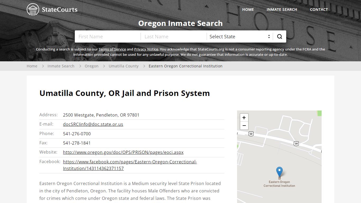 Eastern Oregon Correctional Institution Inmate Records ...
